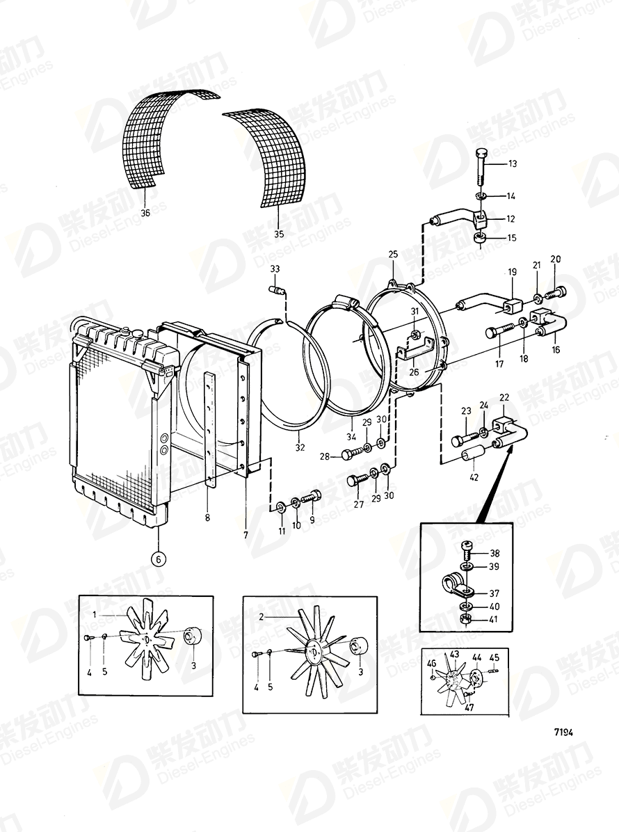 VOLVO Fan, suction type 864613 Drawing